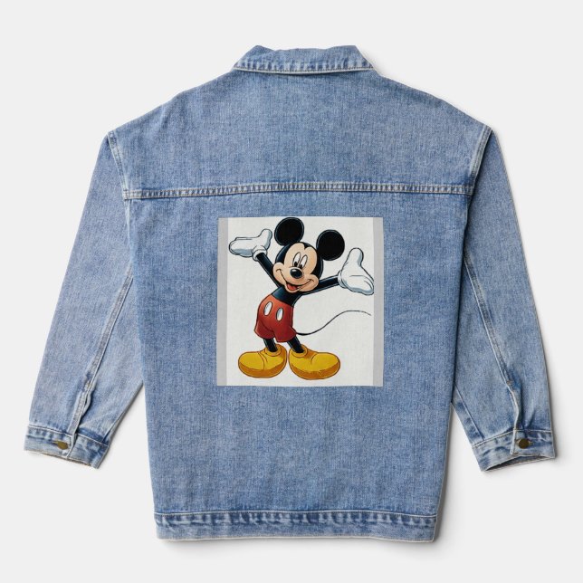 Mickey Mouse Pumpkin Character – Halloween Cartoon Denim Jacket (Back)