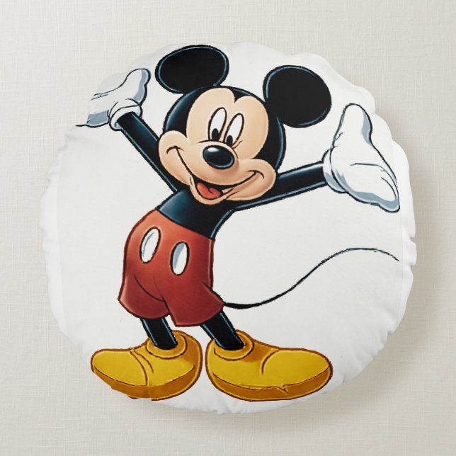 Mickey Mouse Pumpkin Character – Halloween Cartoon Round Cushion (Front)