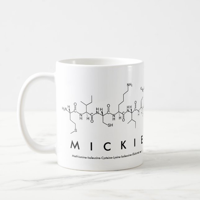 Mickie peptide name mug (Left)