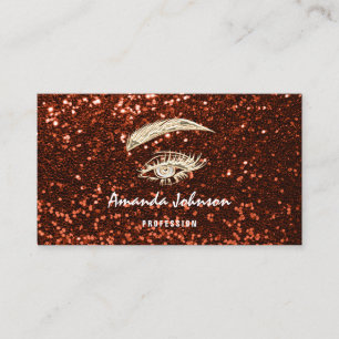 Micorblading Lash Brows Makeup Logo Gold Burgundy Business Card