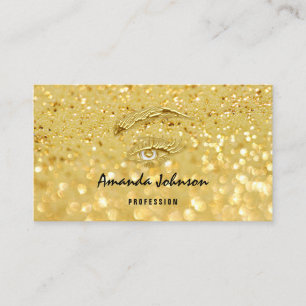 Micorblading Lash Brows Makeup Logo Gold Glitter Business Card