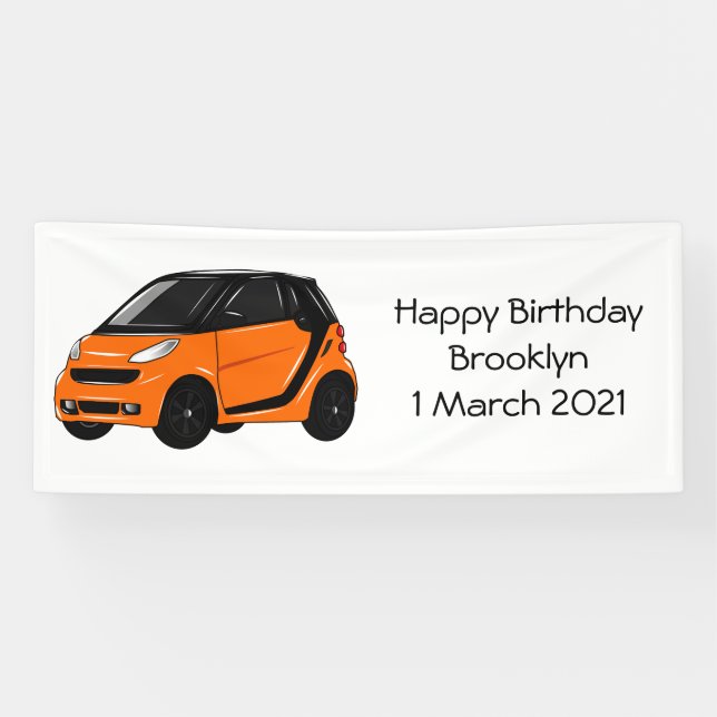 Micro car cartoon illustration banner (Horizontal)