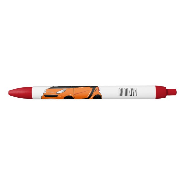 Micro car cartoon illustration black ink pen (Front)