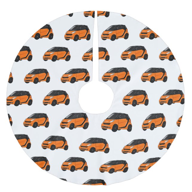 Micro car cartoon illustration brushed polyester tree skirt (Front)