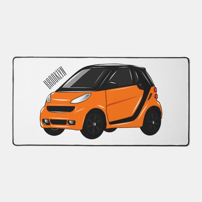 Micro car cartoon illustration desk mat (Front)