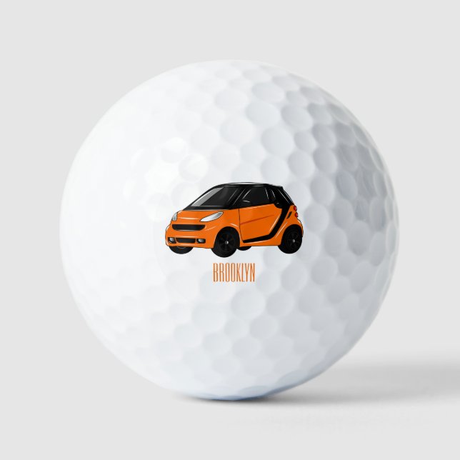 Micro car cartoon illustration golf balls (Front)