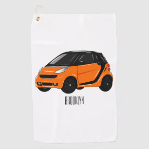 Micro car cartoon illustration golf towel