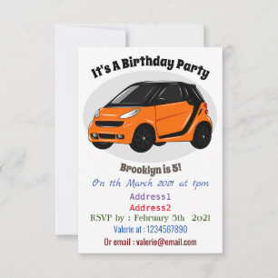 Micro car cartoon illustration invitation