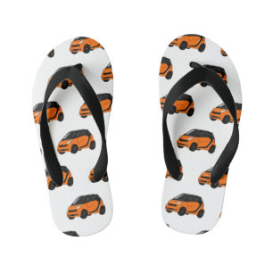 Micro car cartoon illustration kid's flip flops
