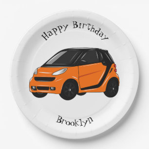 Micro car cartoon illustration paper plate