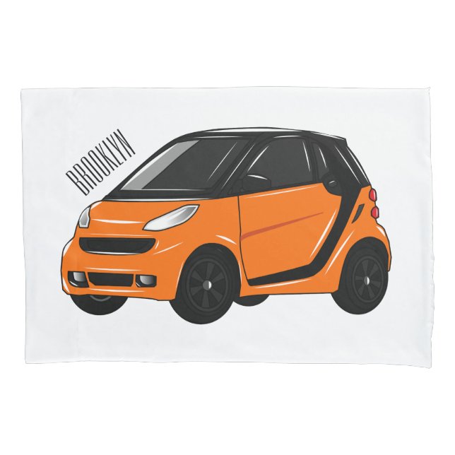 Micro car cartoon illustration pillowcase (Front)