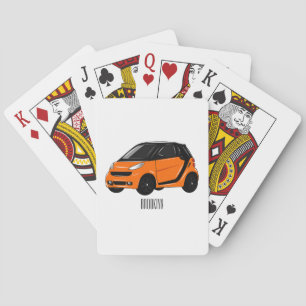 Micro car cartoon illustration playing cards