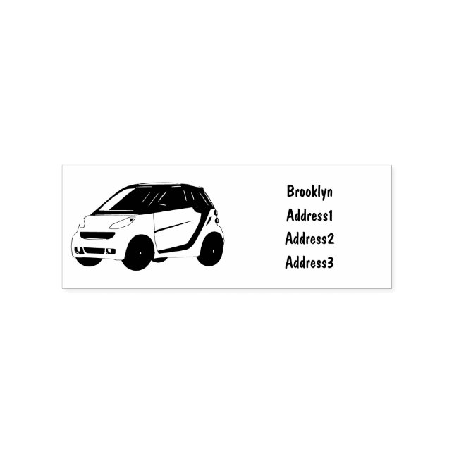 Micro car cartoon illustration rubber stamp (Imprint)