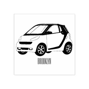 Micro car cartoon illustration rubber stamp