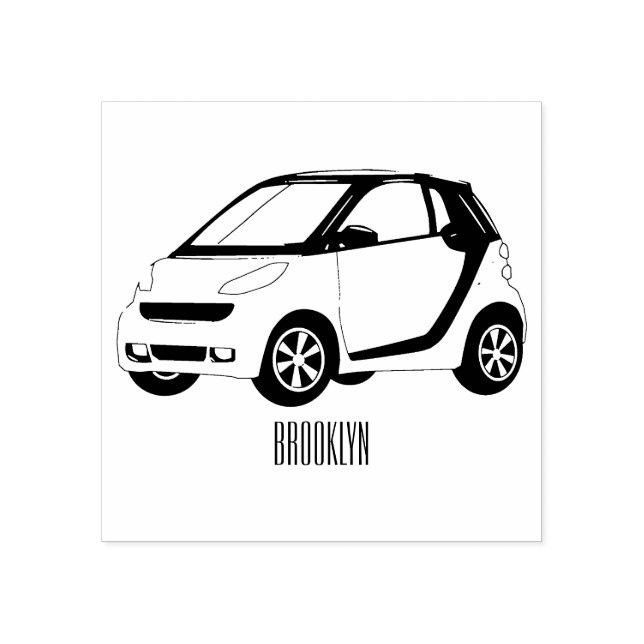 Micro car cartoon illustration rubber stamp (Imprint)