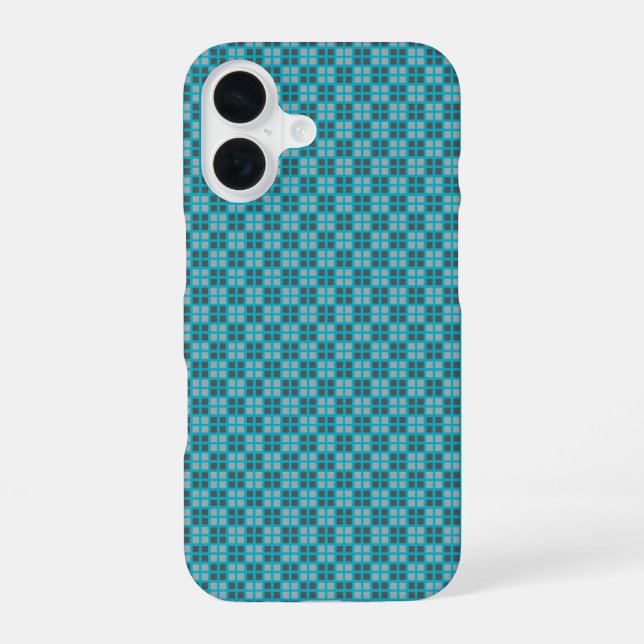 Micro Chequered Blue iPhone Protector 16 Case (Back)