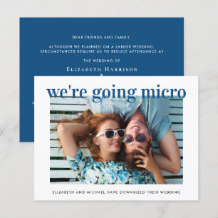 Micro Downsized Wedding Photo Blue Announcement Postcard