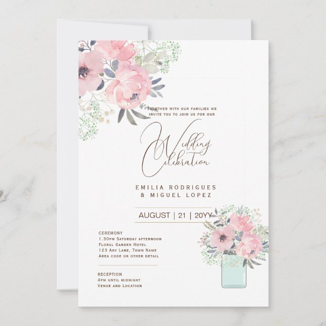 Micro Garden Wedding Theme Pretty Floral Summer  Invitation (Front)