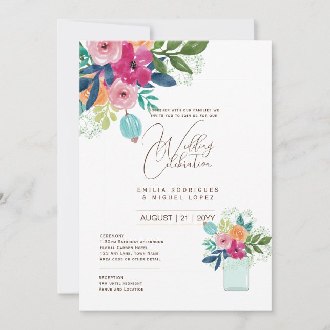 Micro Garden Wedding Theme Pretty Floral Summer  Invitation (Front)