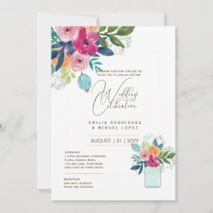 Micro Garden Wedding Theme Pretty Floral Summer  Invitation