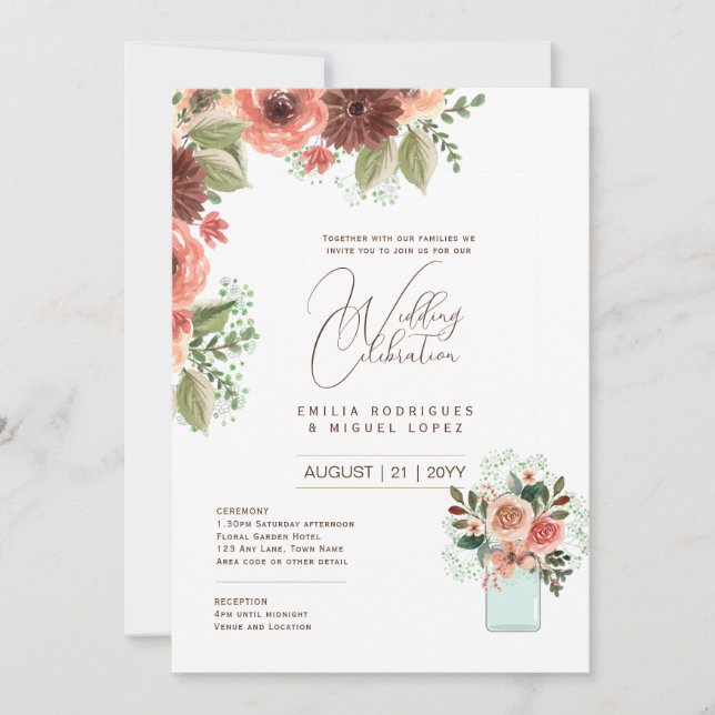 Micro Garden Wedding Theme Pretty Floral Summer  Invitation (Front)