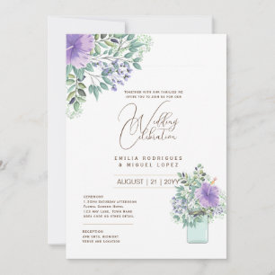 Micro Garden Wedding Theme Pretty Floral Summer  Invitation