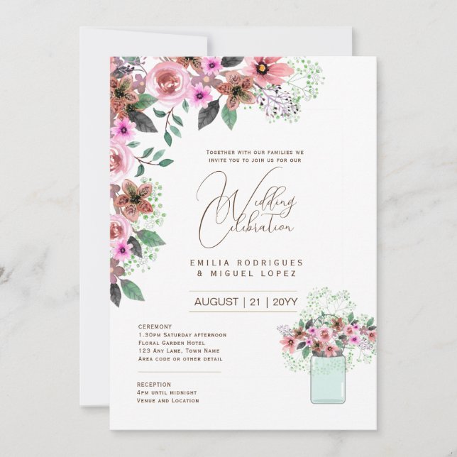 Micro Garden Wedding Theme Pretty Floral Summer  Invitation (Front)