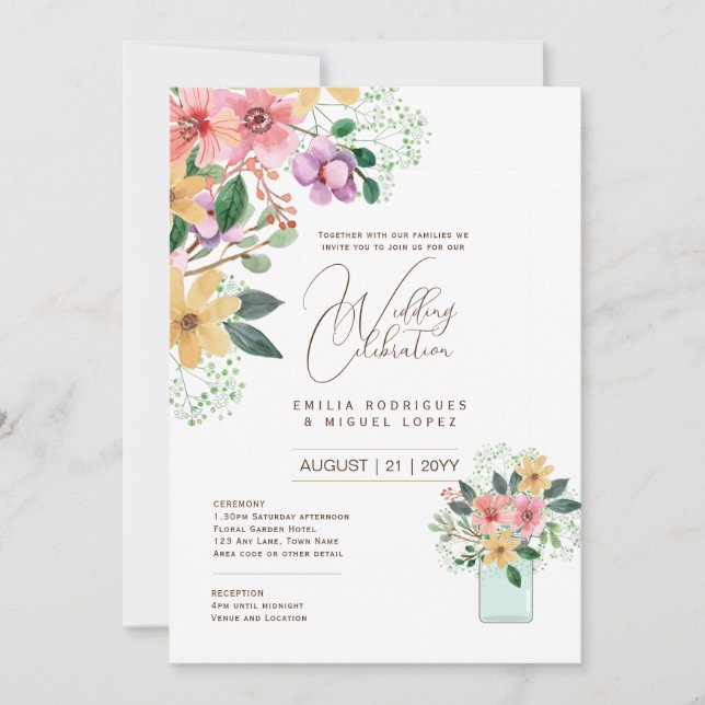 Micro Garden Wedding Theme Pretty Floral Summer  Invitation (Front)