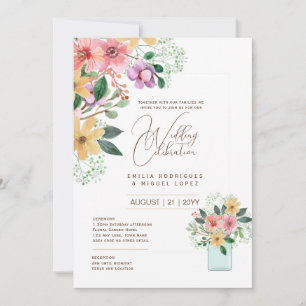 Micro Garden Wedding Theme Pretty Floral Summer  Invitation