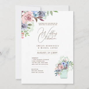 Micro Garden Wedding Theme Pretty Floral Summer  Invitation