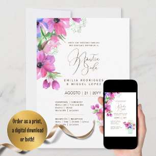 Micro Garden Wedding Theme Pretty Floral Summer  Invitation