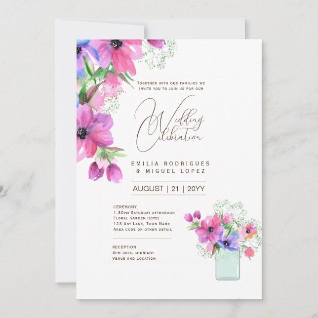 Micro Garden Wedding Theme Pretty Floral Summer  Invitation (Front)