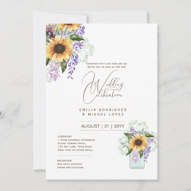 Micro Garden Wedding Theme Pretty Floral Summer  Invitation (Front)