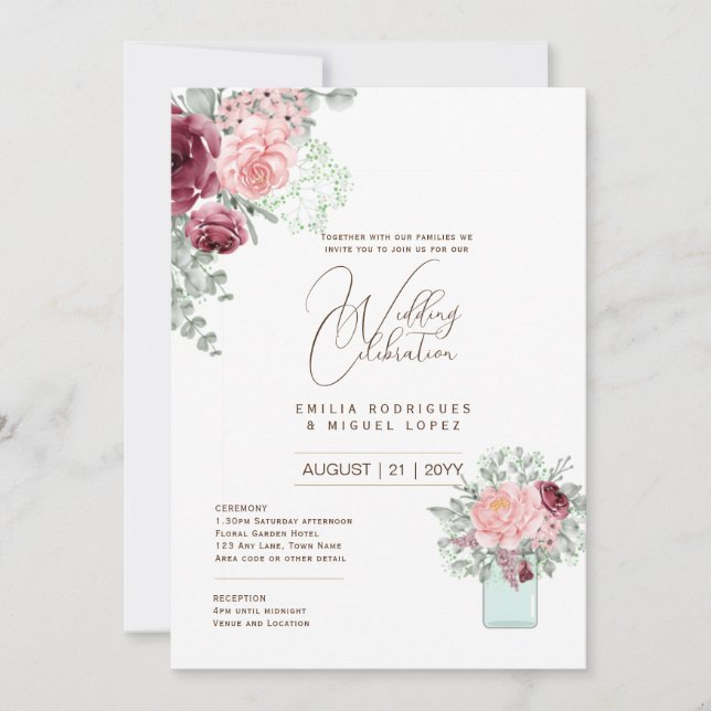 Micro Garden Wedding Theme Pretty Floral Summer  Invitation (Front)