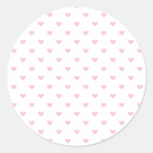 Micro Hearts Pink - White Classic Round Sticker