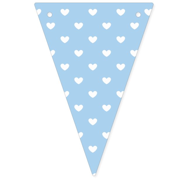 Micro Hearts White - Baby Blue Bunting (First Flag)
