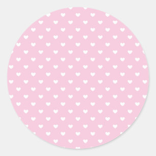 Micro Hearts White - Light Pink Classic Round Sticker