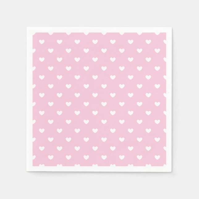 Micro Hearts White - Light Pink  Napkin (Front)