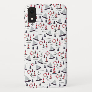 Micro Nautical Pattern vintage style print. iPhone XR Case