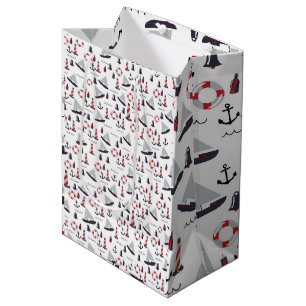 Micro Nautical Pattern vintage style print. Medium Gift Bag