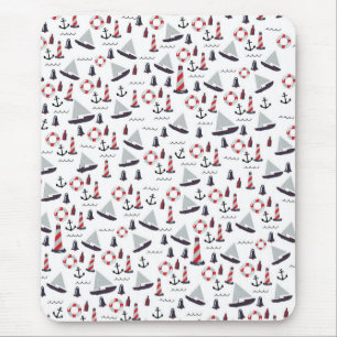 Micro Nautical Pattern vintage style print. Mouse Mat