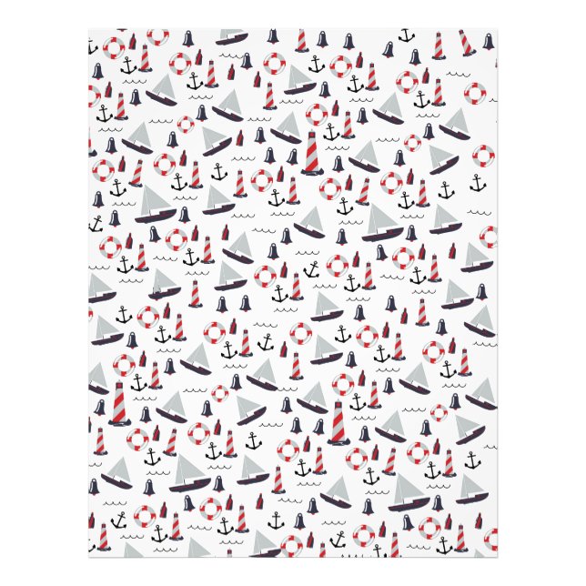 Micro Nautical Pattern vintage style print. Photo Print (Front)