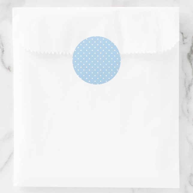 Micro Polka Dot White - Baby Blue Classic Round Sticker (Bag)