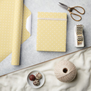 Micro Polka Dot White - Canary Yellow Wrapping Paper