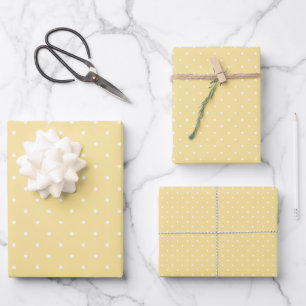 Micro Polka Dot White - Canary Yellow Wrapping Paper Sheet