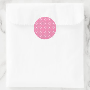Micro Polka Dot White - Fuchsia Pink Classic Round Sticker