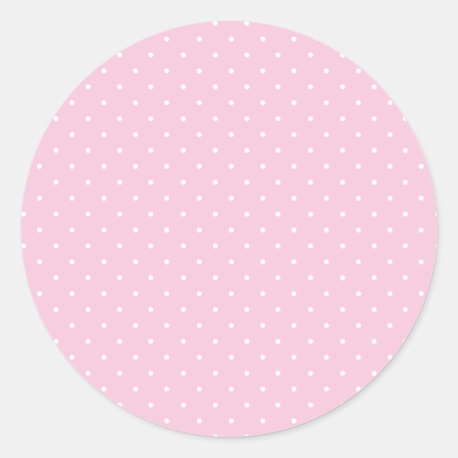 Micro Polka Dot White - Light Pink Classic Round Sticker (Front)