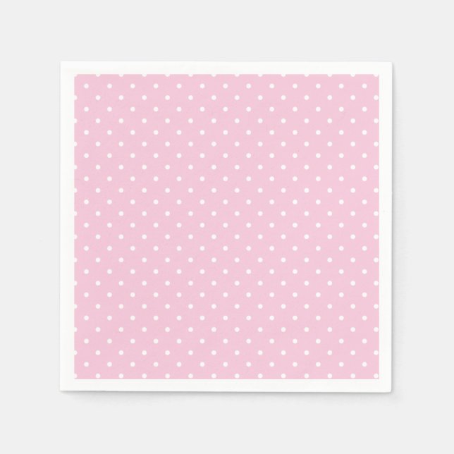 Micro Polka Dot White - Light Pink Napkin (Front)