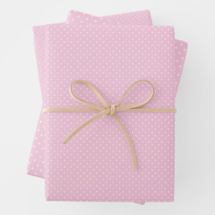 Micro Polka Dot White - Light Pink Wrapping Paper Sheet