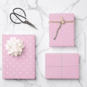 Micro Polka Dot White - Light Pink Wrapping Paper Sheet